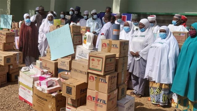 Bua presents medical items to healthcare centers